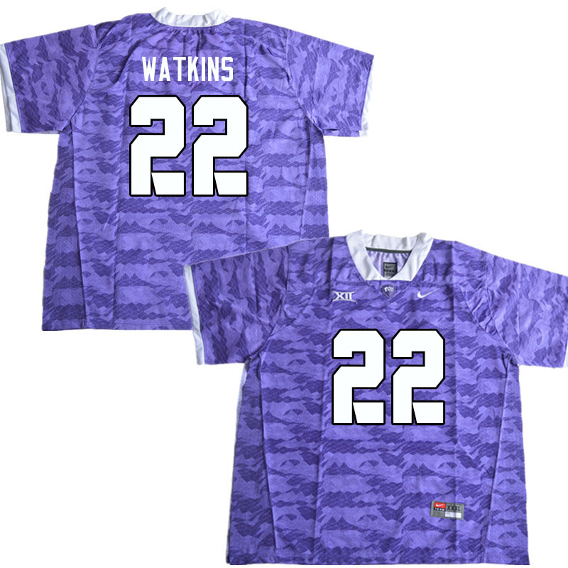 Men #22 Ahmonte Watkins TCU Horned Frogs College Football Jerseys Sale-Purple Limited